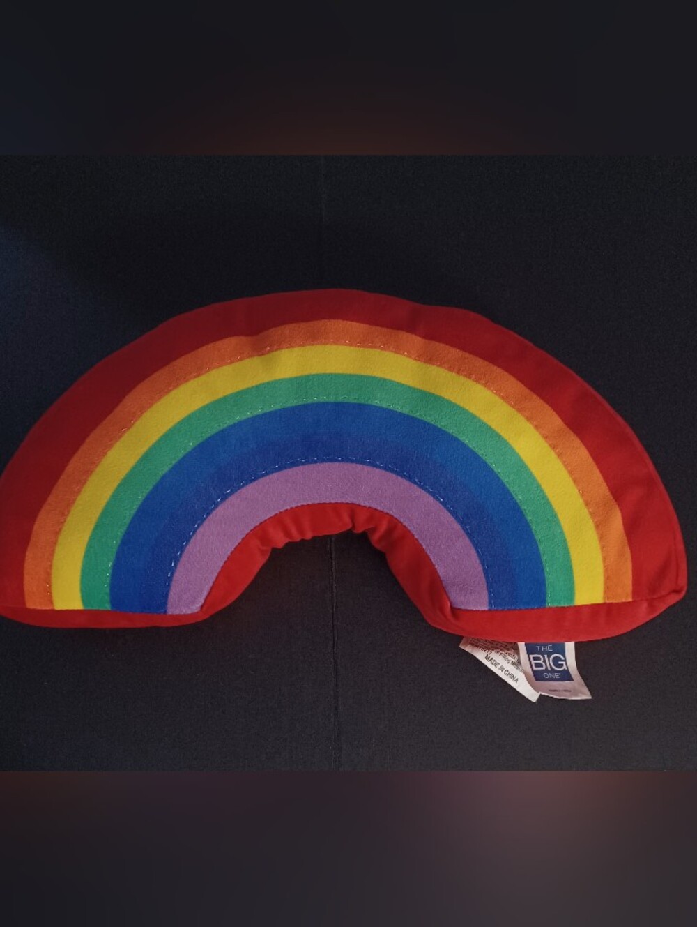Stuffed Rainbow Shaped Plush 18” x 8" x2" Soft EUC The Big One tag.